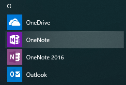 スタートの OneNote for Windows10